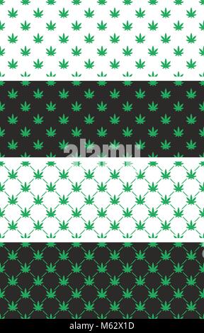 Cannabis Leaf nahtlose Muster festlegen Stock Vektor