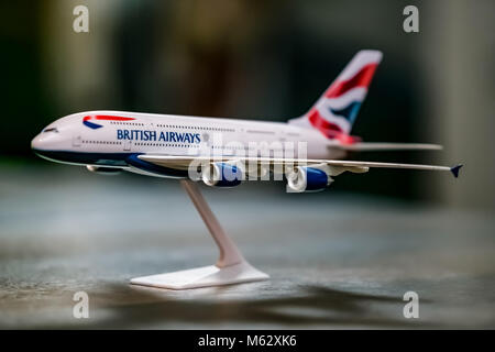 Modellflugzeug eines Airbus A380, British Airways Stockfoto