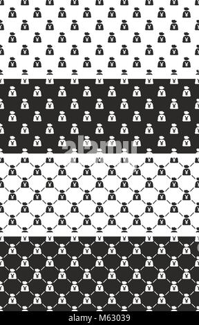 Geldsack mit Yen Symbol nahtlose Muster festlegen Stock Vektor