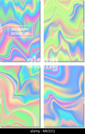 Satz von holographischen Trendy Hintergründe. Kann für Deckel, Buch, Drucken, Mode verwendet werden. Stock Vektor