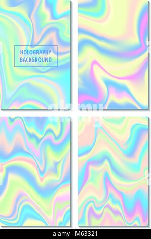 Hologramm gradient Satz von vier Hintergründe Stock Vektor