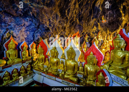 Mehr als 8000 kleinen und großen goldenen Buddha Statuen sind in den Pindaya Shwe Umin Höhle gelegt Stockfoto