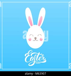 Ostern. Frohe Ostern schrift Schriftzug und süßen Ostereier Bunny Stock Vektor