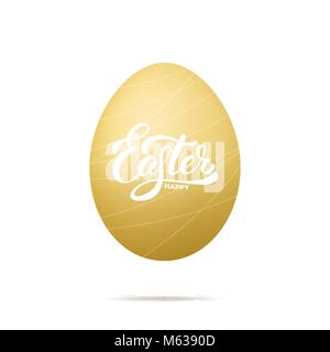 Ostern. Gold Ei mit Ornament und Frohe Ostern Schrift. Ostern design Element Stock Vektor