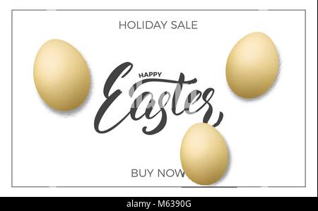 Ostern. Verkauf banner Hintergrund mit realistischen Eier und Frohe Ostern Schrift. Ostern verkauf Design Template Stock Vektor