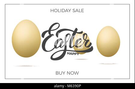 Ostern. Verkauf banner Hintergrund mit realistischen Eier und Frohe Ostern Schrift. Ostern verkauf Design Template Stock Vektor