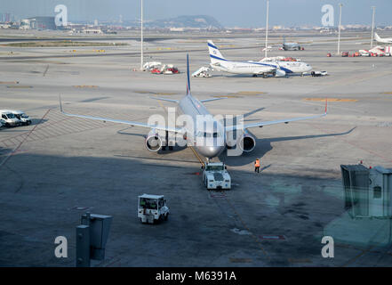 Mit Blick auf den Flughafen Barcelona zur Luftseite Stockfoto