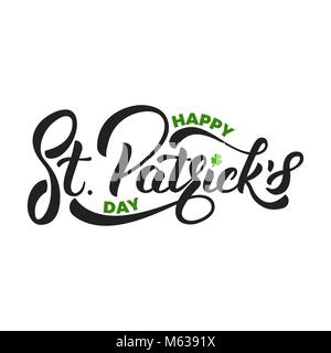 St. Patrick's Day. Schriftzug St. Patrick's mit Kleeblatt Symbol. St. Patricks Day card Stock Vektor