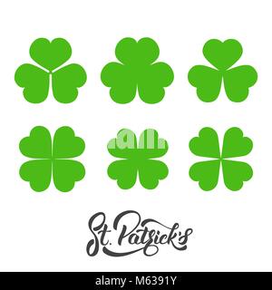 St. Patrick's Day. Einstellen der irischen Klee, shamrock verlässt. St. Patricks Day Dekoration Elemente Stock Vektor