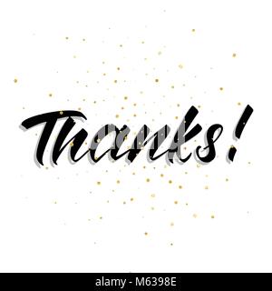 Danke. Moderne Dank handlettering mit Polka Dot Konfetti. Grußkartenvorlage Stock Vektor