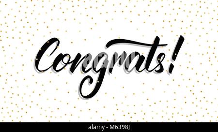Congrats. Moderne handlettering Congrats mit Polka Dot Konfetti. Grußkartenvorlage Stock Vektor