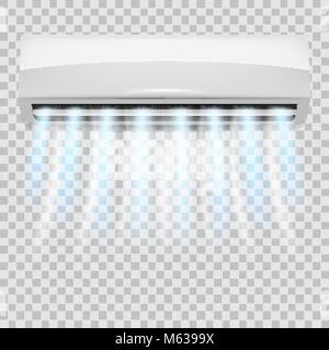 Klimaanlage. Realistische Klimagerät mit strömt kalte Luft. Isolierte Conditioner Stock Vektor