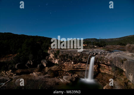 Nächtliche Bild von El Salto in Puerto de Beceite Stockfoto