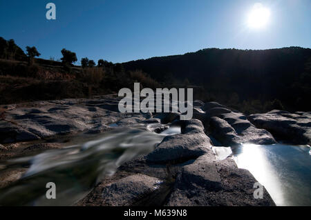 Nächtliche Bild von El Salto in Puerto de Beceite Stockfoto