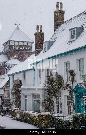 Eine winterliche Szene in der Kreisstadt Lewes, East Sussex, Großbritannien Stockfoto