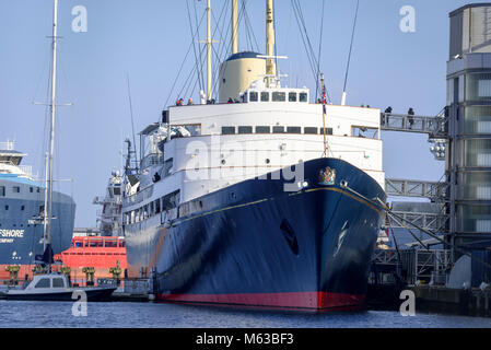 Royal Yacht Britannia in Leith Docks Edinburgh. Stockfoto