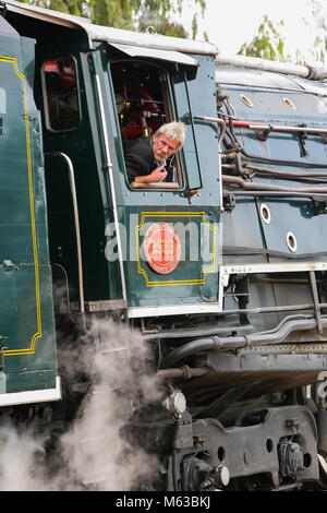 Pretoria, Südafrika, Oktober 01, 2009, Rovos Rail Dampfzug und Treiber Stockfoto