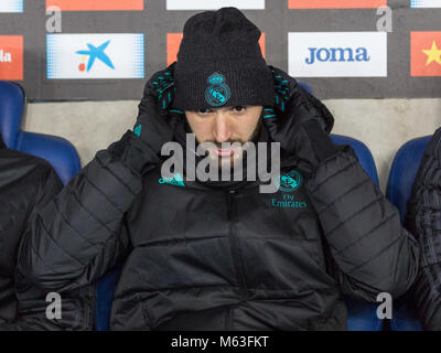Barcelona, Spanien. 27 Feb, 2018. 27. Februar 2018, Cornella-El Prat, Cornella de Llobregat, Barcelona, Spanien; La Liga Fußball, Espanyol vs Real Madrid; Karim Benzema Credit: UKKO Images/Alamy leben Nachrichten Stockfoto