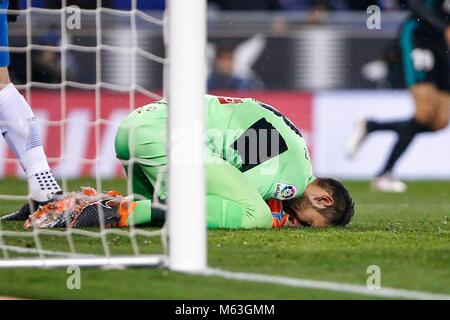 Spanien - Februar, 27.: RCD Espanyol Torwart Diego Lopez (13) Während des Spiels zwischen RCD Espanyol vs Real Madrid, für die Runde 26 der Liga Santander, bei RCD Espanyol Stadion am 27. Februar 2018 in Barcelona, Spanien gespielt. (Credit: Mikel Trigueros/Urbanandsport/Cordon Cordon Drücken Drücken) Stockfoto