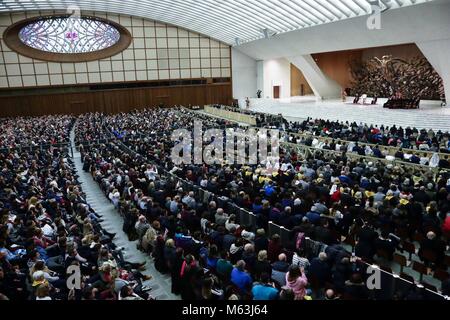 Vatikan, Vatikan. 28 Feb, 2018. Der Staat der Vatikanstadt (Heiliger Stuhl) Papst Franziskus während seiner Generalaudienz im Vatikan Credit: Evandro Inetti/ZUMA Draht/Alamy leben Nachrichten Stockfoto