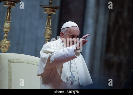 Vatikan, Vatikan. 28 Feb, 2018. Der Staat der Vatikanstadt (Heiliger Stuhl) Papst Franziskus während seiner Generalaudienz im Vatikan Credit: Evandro Inetti/ZUMA Draht/Alamy leben Nachrichten Stockfoto