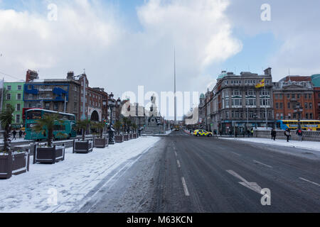 Schnee in der Stadt Dublin, Winter "Tier aus dem Osten" in Irland 2018 Stockfoto