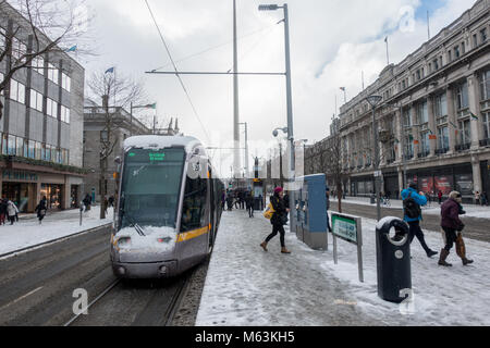 Schnee in der Stadt Dublin, Winter "Tier aus dem Osten" in Irland 2018 Stockfoto