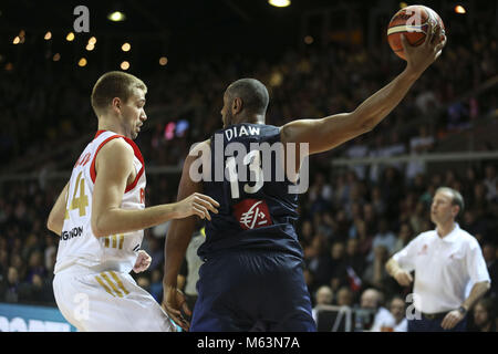 Straßburg, Frankreich. 23 Feb, 2018. Boris Diaw Frankreichs während der FIBA Basketball WM 2019 Europäische Qualifier zwischen Frankreich und Russland match gesehen. Quelle: BT7I3251.jpg /SOPA Images/ZUMA Draht/Alamy leben Nachrichten Stockfoto