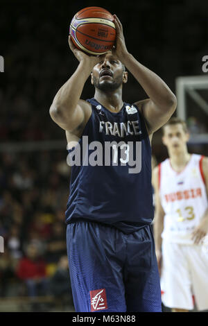 Straßburg, Frankreich. 23 Feb, 2018. Boris Diaw Frankreichs während der FIBA Basketball WM 2019 Europäische Qualifier zwischen Frankreich und Russland match gesehen. Bild: BT7 I 3268.jpg /SOPA Images/ZUMA Draht/Alamy leben Nachrichten Stockfoto