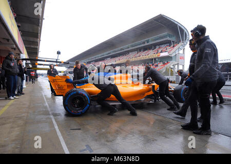 Barcelona, Spanien. 28 Feb, 2018. Dritten test Tag der Saison 2018 der Formel 1 auf dem Circuit de Catalunya, Montmelo. 28. Februar 2018. Im Bild: Fernando Alonso aus Spanien fahren die (14) McLaren F1 Team MCL 33 Renault Credit: CORDON PRESSE/Alamy leben Nachrichten Stockfoto