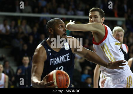 Straßburg, Frankreich. 23 Feb, 2018. Boris Diaw Frankreichs während der FIBA Basketball WM 2019 Europäische Qualifier zwischen Frankreich und Russland match gesehen. Credit: E78A9250.jpg /SOPA Images/ZUMA Draht/Alamy leben Nachrichten Stockfoto