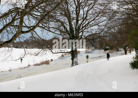 Celbridge, Kildare, Irland. 28 Feb 2018: Irland Wetter. Tier aus dem Osten hits irische Städte. Starker Schneefall in Celbridge. Stockfoto