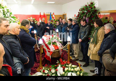 Gijon, Spanien. 28. Februar, 2018. Begräbnis für ehemalige Fußballspieler Enrique Castro Quini in Gijon, Spanien Mittwoch, 28.02.2018. Credit: Gtres Información más Comuniación auf Linie, S.L./Alamy leben Nachrichten Stockfoto