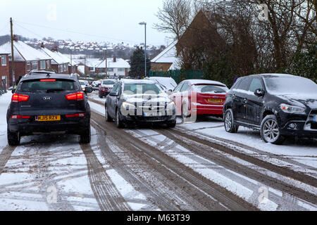 Leeds, Großbritannien. 28. Februar, 2018. Das Einfrieren der Arktis Wetter genannt das Tier aus dem Osten bringt Schnee und schlechtes Wetter nach Leeds, UK Credit: Mint Fotografie/Alamy leben Nachrichten Stockfoto