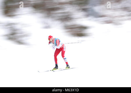 Pyeongchang, Südkorea. 24 Feb, 2018. Keishin Yoshida (JPN) Langlauf: Männer 50 km Massenstart klassisch an alpensia Langlauf Center während der PyeongChang 2018 Olympic Winter Games in Pyeongchang, Südkorea. Credit: yohei Osada/LBA SPORT/Alamy leben Nachrichten Stockfoto