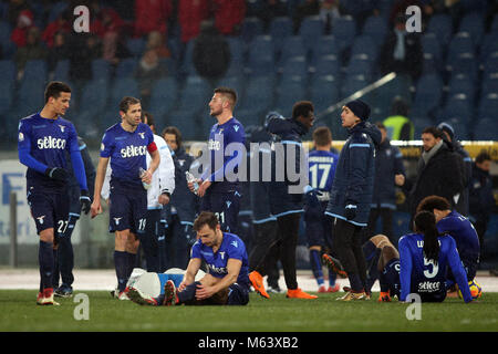 Stadio Olimpico, Rom, Italien. 28 Feb, 2018. Tim Cup 2018. Latium Team im Halbfinale Tim Fussball-WM 2018 Match zwischen SS Lazio vs AC Mailand im Stadio Olimpico in Rom. Credit: Marco iacobucci/Alamy leben Nachrichten Stockfoto