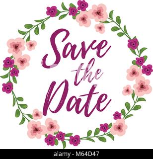 Vector Illustration, Datum speichern Text. Hochzeit Einladung design Element. Stock Vektor