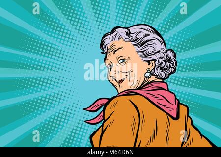 Grauhaariger Großmutter einen guten Blick Stock Vektor