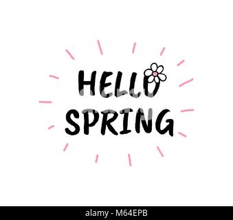 Hallo Frühling Vektor cartoon Skizze Abbildung Stock Vektor