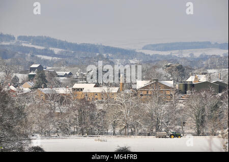 Schnee im Masham Höflichkeit' Tier aus dem Osten' Yorkshire UK Stockfoto