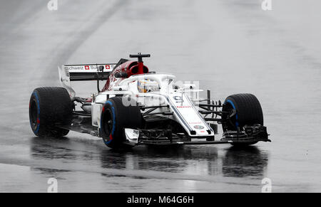 Alfa Romeo Sauber F1 Team Marcus Ericsson bei Tag drei Vorsaison-testprogramm auf dem Circuit de Barcelona-Catalunya, Barcelona. Stockfoto