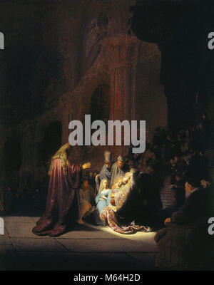 Rembrandt Harmenszoon van Rijn - Simeon Lobpreis - 1631 Stockfoto