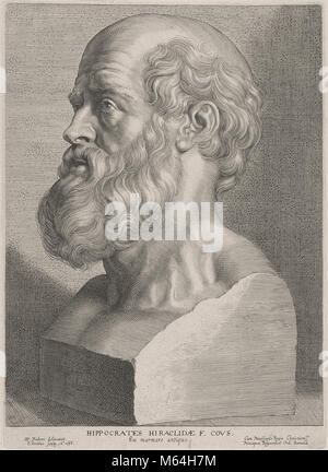S. Pontius - Hippokrates (460-375 v. Chr.). Gravur nach einem antiken Skulptur des 17. Jahrhunderts Stockfoto