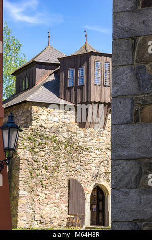 Klatovy, Tschechien - Gebäude der alten historischen mittelalterlichen Stadtbefestigung. Stockfoto