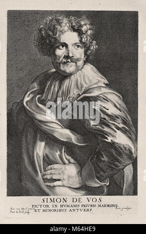 Gravur Portrait von Simon de Vos nach Anthony Van Dyck Stockfoto