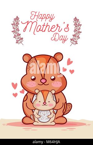 Glückliche Mütter Tag Karte mit niedlichen Tiere cartoons Stock Vektor