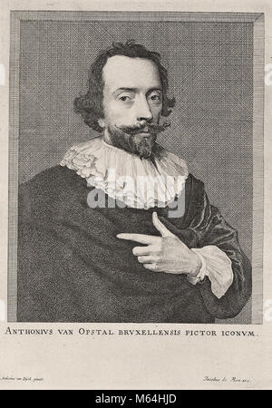 Gravur Portrait von anthonius van Opstal nach Anthony Van Dyck Stockfoto