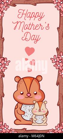 Glückliche Mütter Tag Karte mit niedlichen Tiere cartoons Stock Vektor