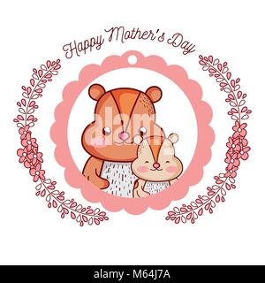 Glückliche Mütter Tag Karte mit niedlichen Tiere cartoons Stock Vektor