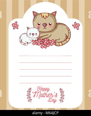 Glückliche Mütter Tag Karte mit niedlichen Tiere cartoons Stock Vektor